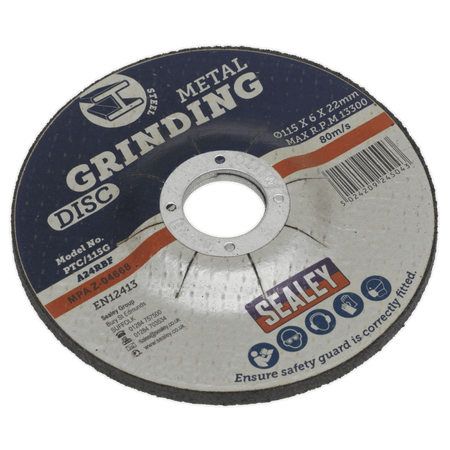 Sealey Grinding Disc 115 x 6mm 22mm Bore Model No-PTC/115G