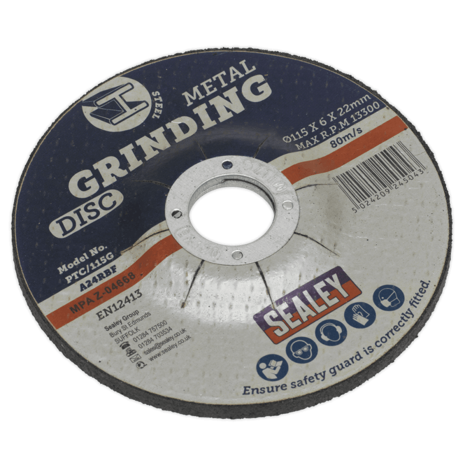 Sealey Grinding Disc 115 x 6mm 22mm Bore Model No-PTC/115G