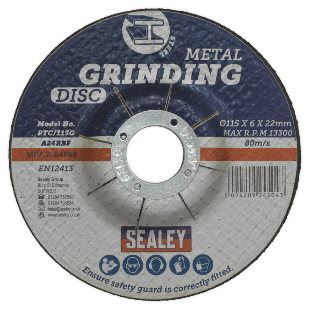 Sealey Grinding Disc 115 x 6mm 22mm Bore Model No-PTC/115G