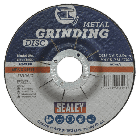 Sealey Grinding Disc 115 x 6mm 22mm Bore Model No-PTC/115G