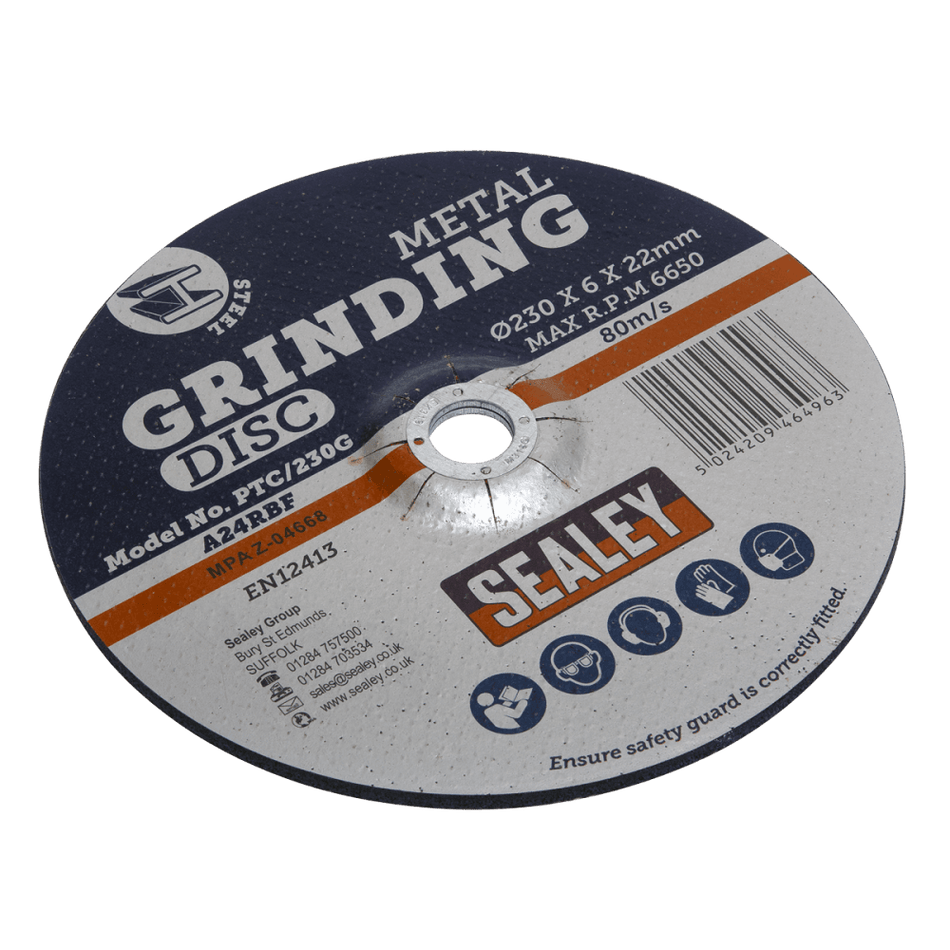 Sealey Grinding Disc 230 x 6mm 22mm Bore Model No-PTC/230G