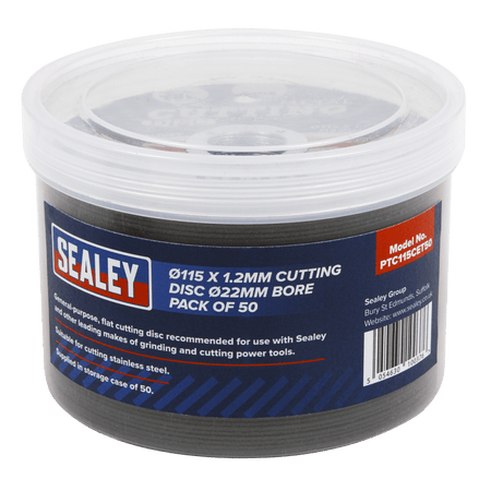 Sealey Cutting Disc 115 x 1.2mm 22mm Bore - Pack of 50 Model No- PTC115CET50