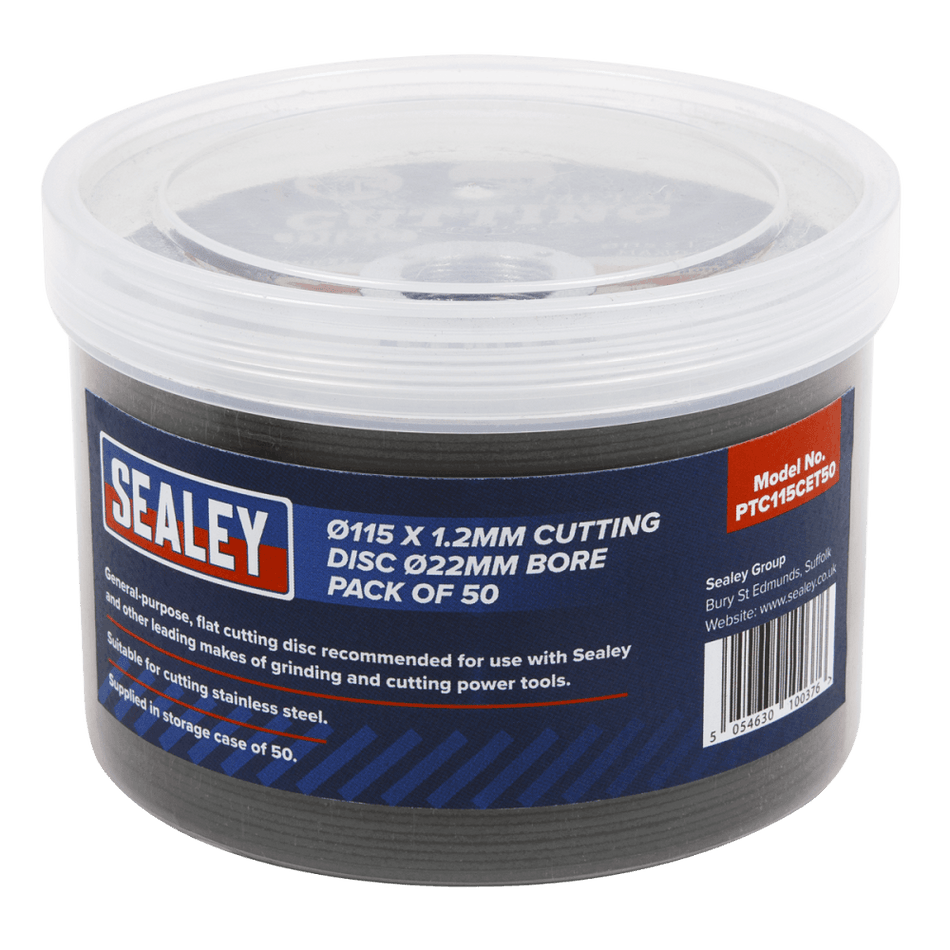 Sealey Cutting Disc 115 x 1.2mm 22mm Bore - Pack of 50 Model No- PTC115CET50