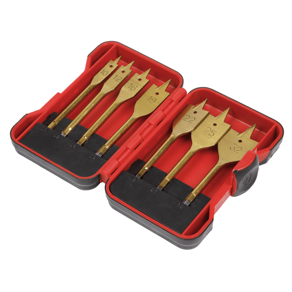 Sealey Titanium Coated Flat Wood Drill Bit Set 7pc Model No- AK3707FW