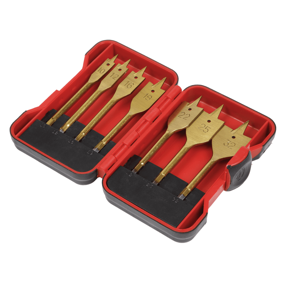 Sealey Titanium Coated Flat Wood Drill Bit Set 7pc Model No- AK3707FW