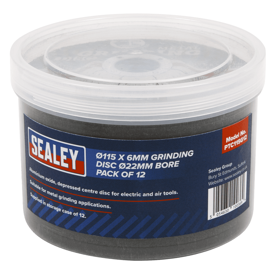 Sealey Grinding Disc 115 x 6mm 22mm Bore - Pack of 12 Model No- PTC115G12