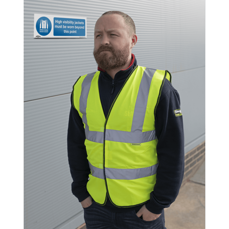 Sealey Mandatory Safety Sign - High Visibility Jackets Must Be Worn Beyond This Point - Self-Adhesive Vinyl Model No- SS9V1