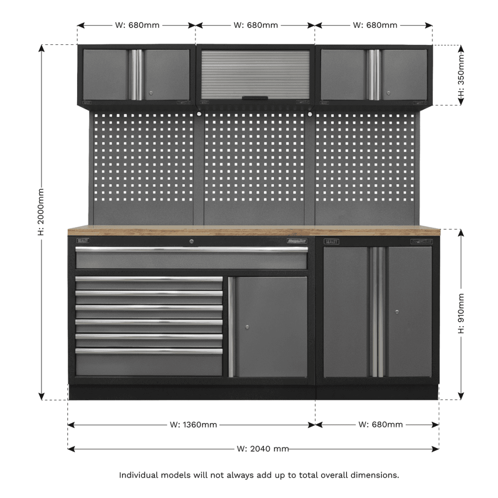 Sealey Superline Pro 2.04m Storage System - Pressed Wood Worktop Model No- APMSSTACK11W