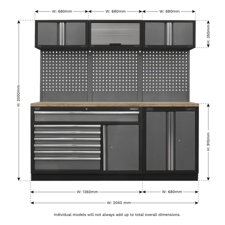 Sealey Superline Pro 2.04m Storage System - Pressed Wood Worktop Model No- APMSSTACK11W
