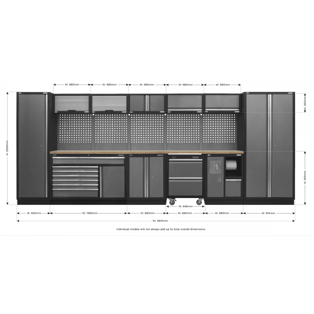 Sealey Modular Storage System Combo - Pressed Wood Worktop Model No- APMSSTACK15W