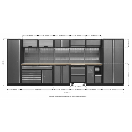 Sealey Modular Storage System Combo - Pressed Wood Worktop Model No- APMSSTACK15W