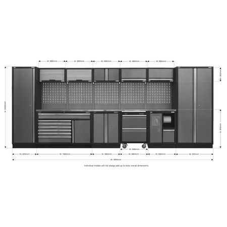 Sealey Modular Storage System Combo - Stainless Steel Worktop Model No- APMSSTACK15SS