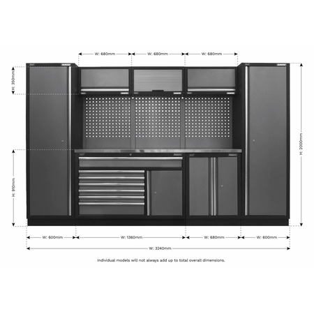 Sealey Superline Pro 3.24m Storage System - Stainless Steel Worktop Model No- APMSSTACK13SS