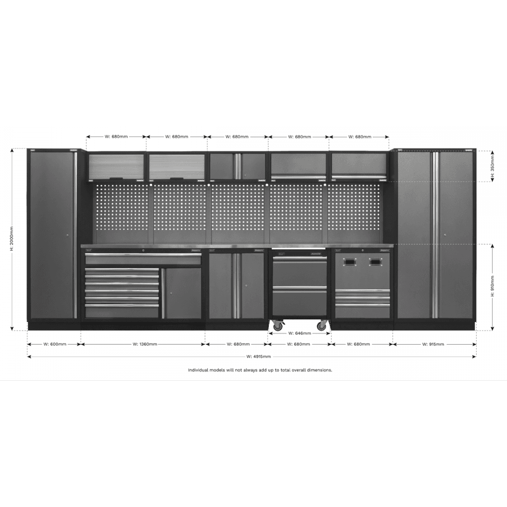 Sealey Modular Storage System Combo - Stainless Steel Worktop Model No- APMSSTACK16SS