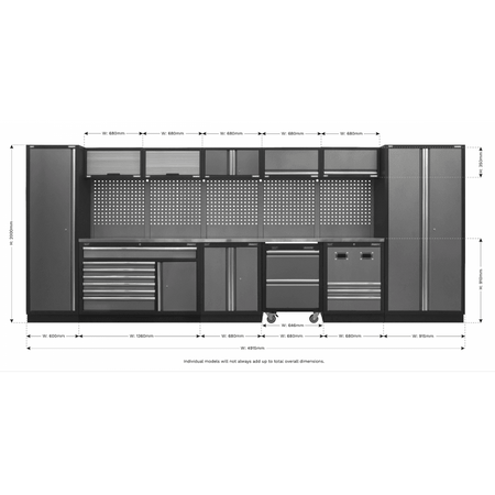 Sealey Modular Storage System Combo - Stainless Steel Worktop Model No- APMSSTACK16SS