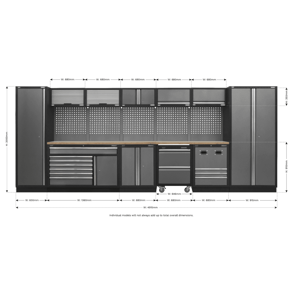 Sealey Modular Storage System Combo - Pressed Wood Worktop Model No- APMSSTACK16W
