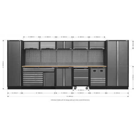 Sealey Modular Storage System Combo - Pressed Wood Worktop Model No- APMSSTACK16W