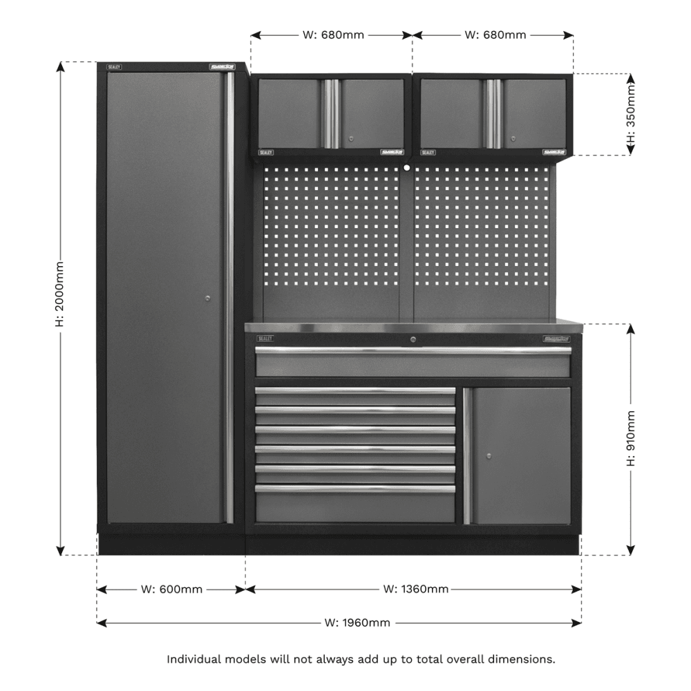 Sealey Superline Pro 1.96m Storage System - Stainless Steel Worktop Model No- APMSSTACK10SS
