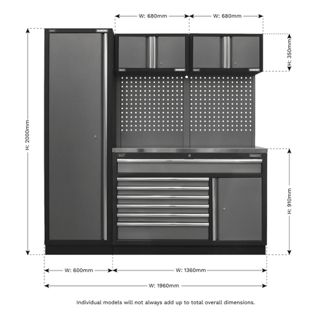 Sealey Superline Pro 1.96m Storage System - Stainless Steel Worktop Model No- APMSSTACK10SS