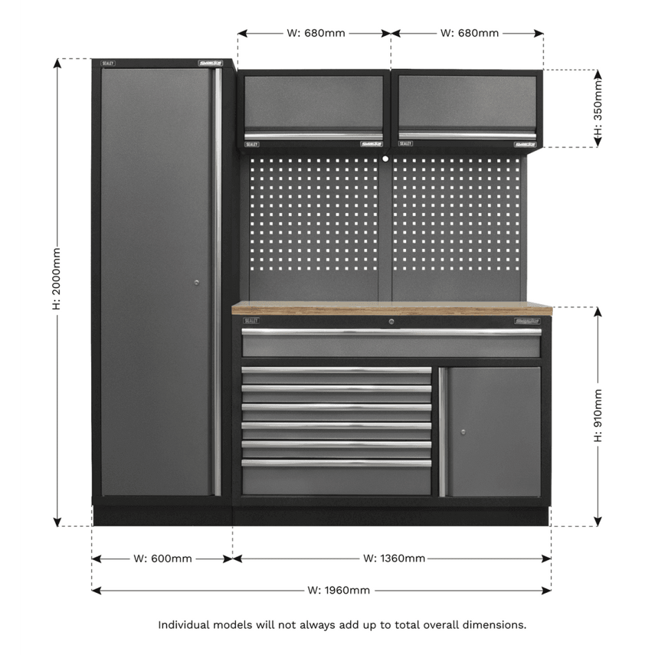 Sealey Superline Pro 1.96m Storage System - Pressed Wood Worktop Model No- APMSSTACK09W