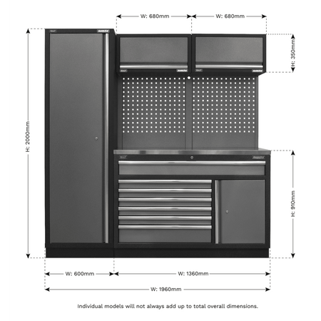 Sealey Superline Pro 1.96m Storage System - Stainless Steel Worktop Model No- APMSSTACK09SS