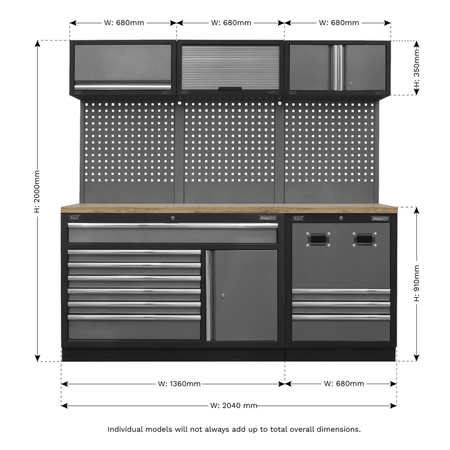 Sealey Modular Storage System Combo - Pressed Wood Worktop Model No- APMSSTACK14W
