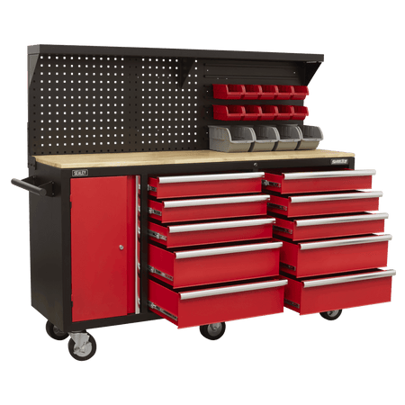 Sealey Mobile Workstation 10 Drawer with Backboard Model No- AP6310