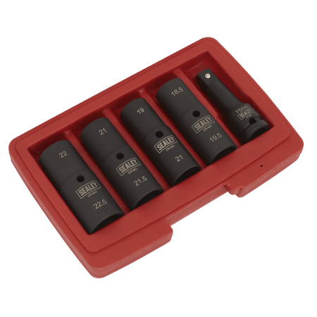 Sealey Deep Impact Socket Set 1/2"Sq Drive 80mm Double Ended 18.5-22.5mm - 5pc Model No- SX1820