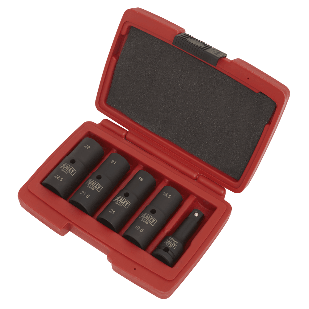 Sealey Deep Impact Socket Set 1/2"Sq Drive 80mm Double Ended 18.5-22.5mm - 5pc Model No- SX1820