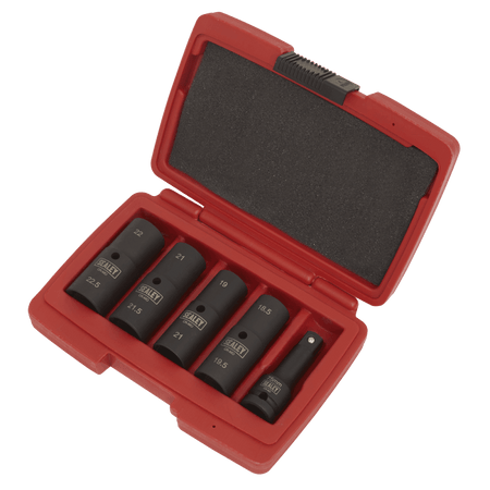 Sealey Deep Impact Socket Set 1/2"Sq Drive 80mm Double Ended 18.5-22.5mm - 5pc Model No- SX1820
