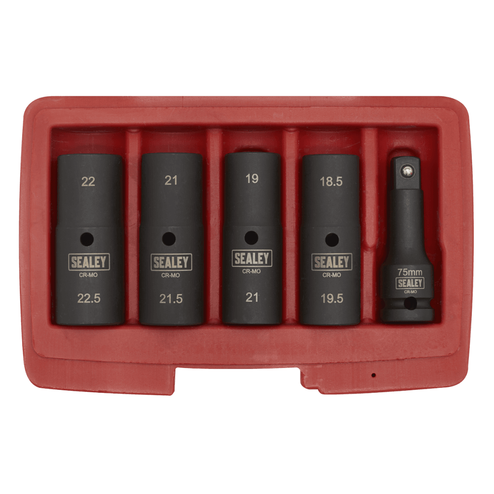 Sealey Deep Impact Socket Set 1/2"Sq Drive 80mm Double Ended 18.5-22.5mm - 5pc Model No- SX1820