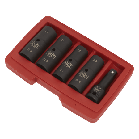 Sealey Deep Impact Socket Set 1/2"Sq Drive 80mm Double Ended 18.5-22.5mm - 5pc Model No- SX1820