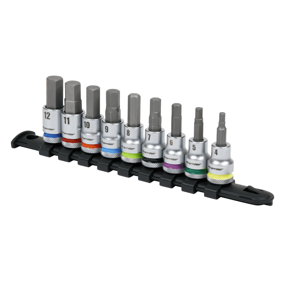 Sealey Hex Socket Bit Set 9pc 3/8"Sq Drive - Platinum Model No- AK6250
