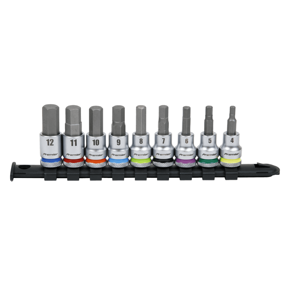 Sealey Hex Socket Bit Set 9pc 3/8"Sq Drive - Platinum Model No- AK6250