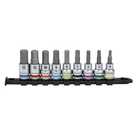 Sealey Hex Socket Bit Set 9pc 3/8"Sq Drive - Platinum Model No- AK6250