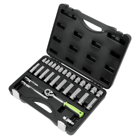 Sealey Socket Set 28pc 3/8"Sq Drive 6pt WallDrive Metric Model No- S01236