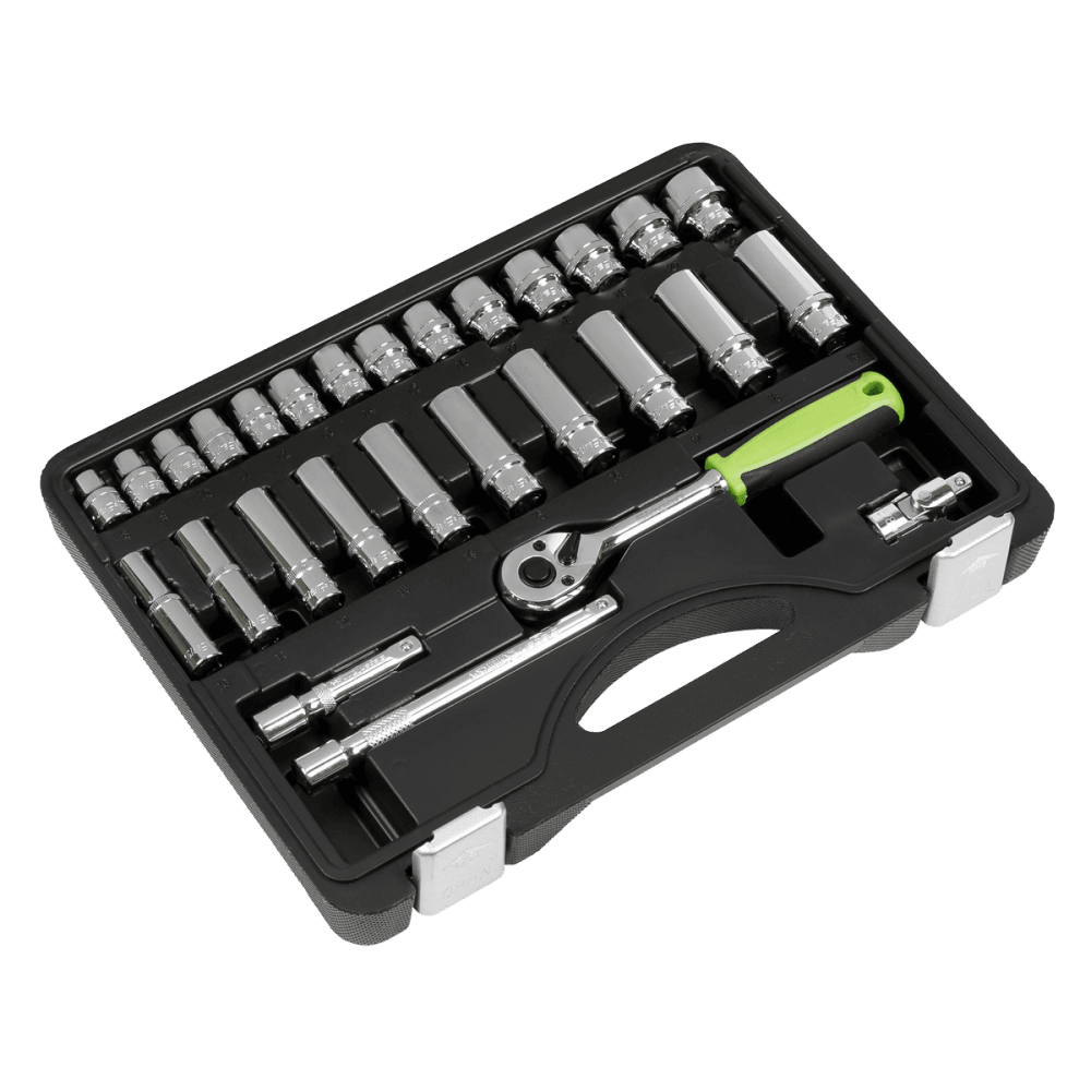 Sealey Socket Set 28pc 3/8"Sq Drive 6pt WallDrive Metric Model No- S01236