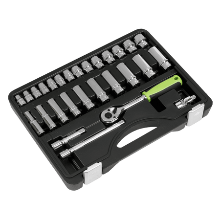 Sealey Socket Set 28pc 3/8"Sq Drive 6pt WallDrive Metric Model No- S01236