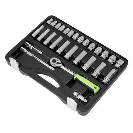 Sealey Socket Set 28pc 3/8"Sq Drive 6pt WallDrive Metric Model No- S01236