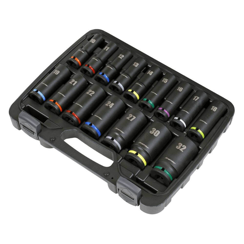 Sealey Impact Socket Set 16pc 1/2"Sq Drive Deep Metric Model No- AK5818M