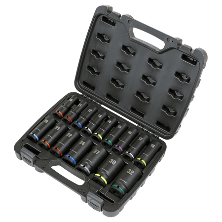 Sealey Impact Socket Set 16pc 1/2"Sq Drive Deep Metric Model No- AK5818M