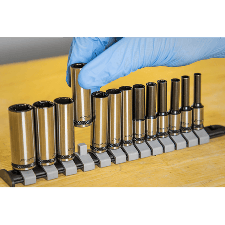 Sealey Socket Set Deep 13pc 1/4"Sq Drive Metric - Black Series Model No- AK7991