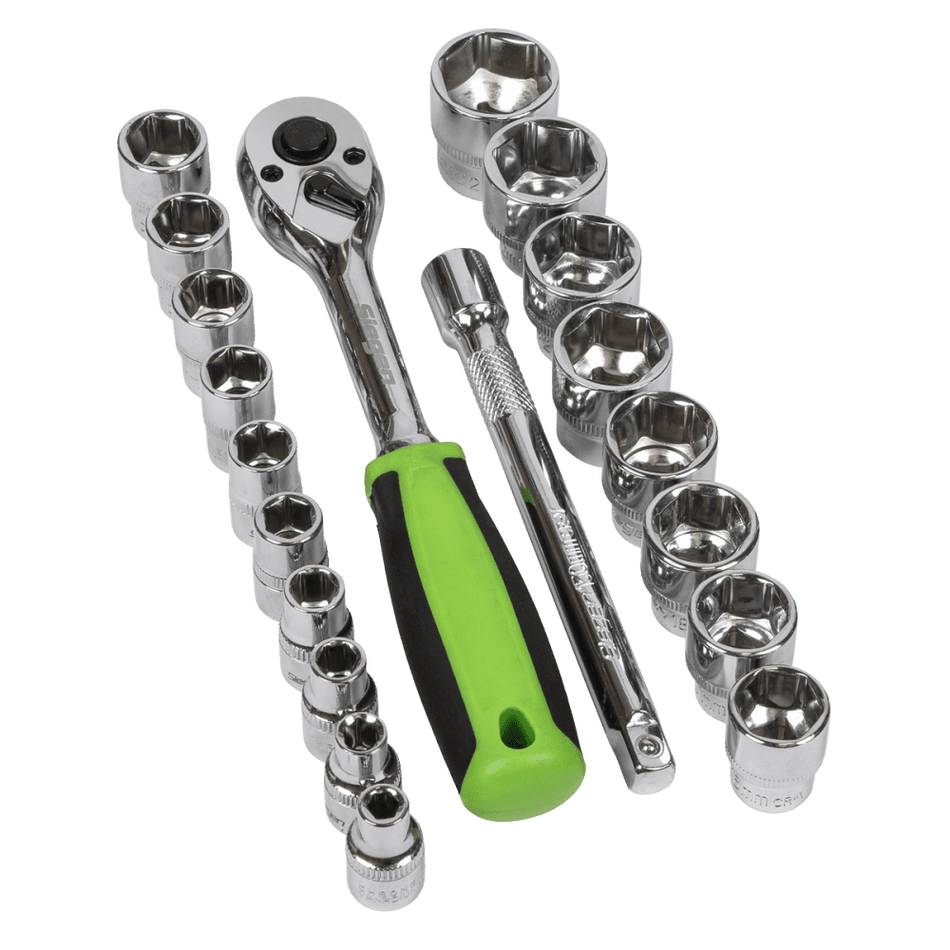Sealey Socket Set 19pc 3/8"Sq Drive 6pt WallDrive Metric Model No- S01243
