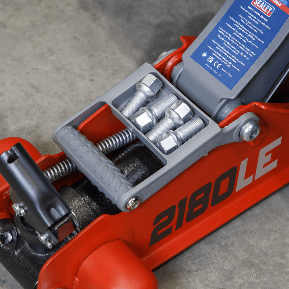 Sealey 180 Handle Trolley Jack 2tonne Low Profile Short Chassis - Red Model No- 2180LE