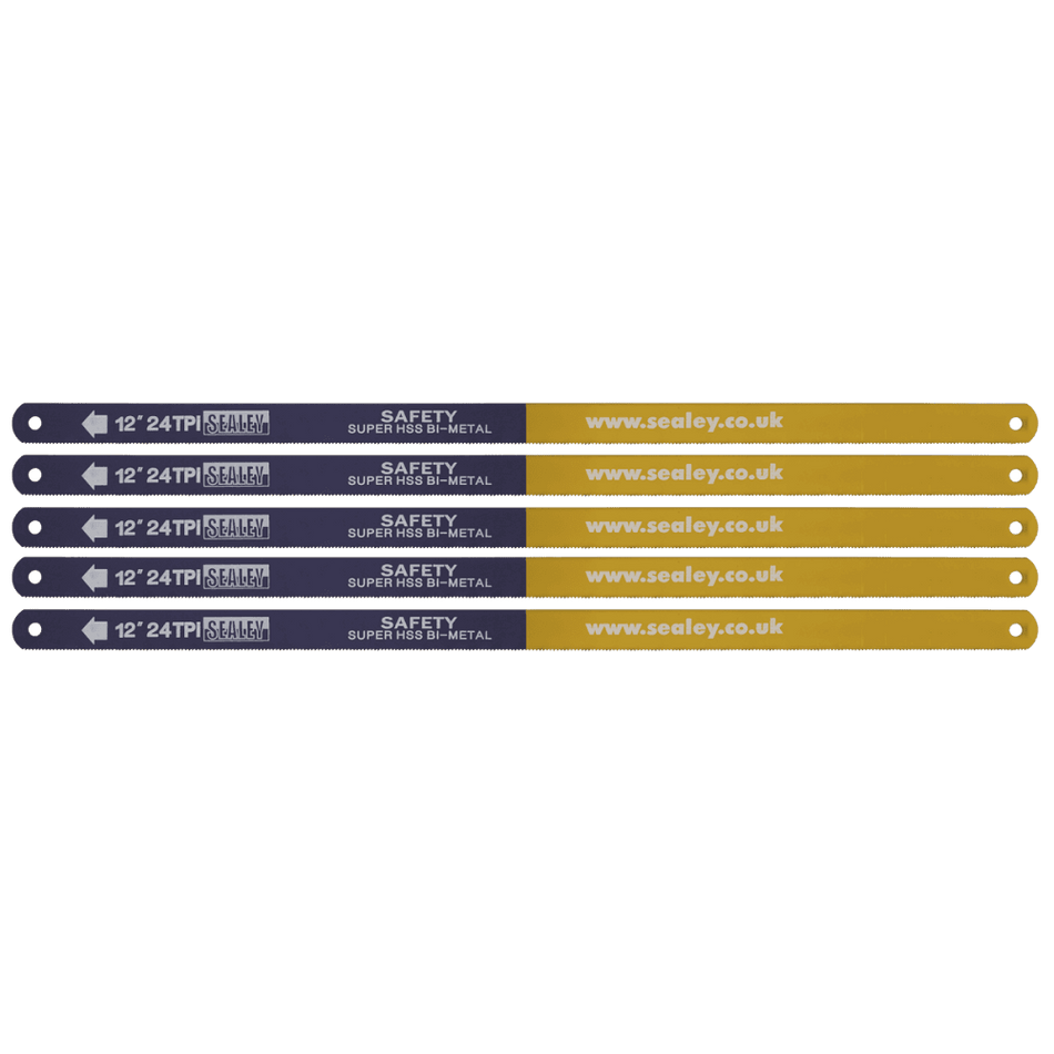 Sealey Hacksaw Blade 300mm HSS Bi-Metal 24tpi Pack of 5 Model No- HSB0524