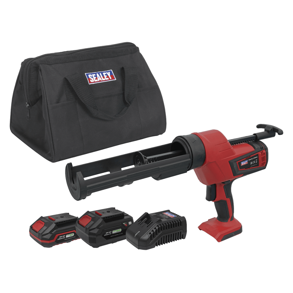 Sealey Cordless 20V SV20 Series 310ml Caulking Gun Kit- 2 Batteries Model No- CP20VCGKIT