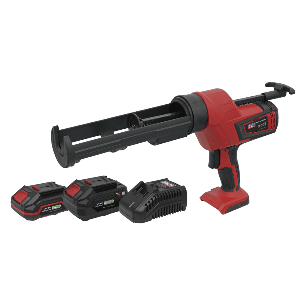 Sealey Cordless 20V SV20 Series 310ml Caulking Gun Kit- 2 Batteries Model No- CP20VCGKIT