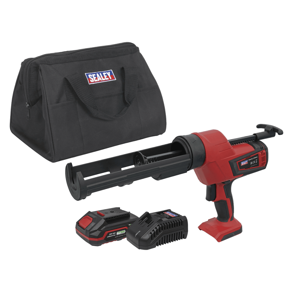 Sealey Cordless 20V 2Ah SV20 Series Caulking Gun Kit 310ml Model No- CP20VCGKIT1