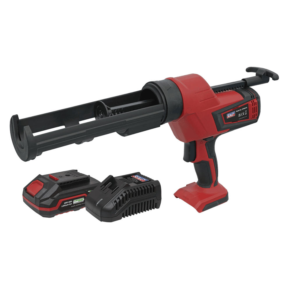 Sealey Cordless 20V 2Ah SV20 Series Caulking Gun Kit 310ml Model No- CP20VCGKIT1