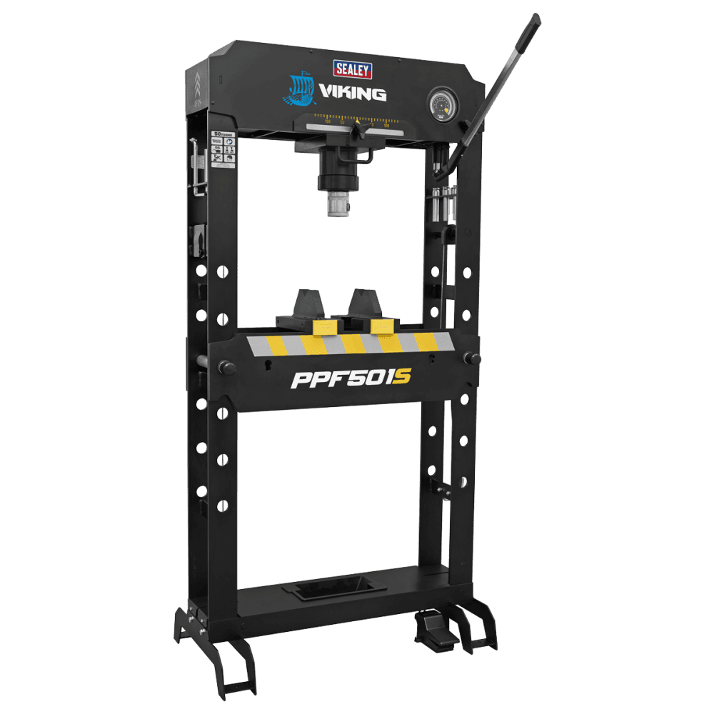Sealey Viking Air/Hydraulic Press 50 Tonne Floor Type with Sliding Ram and Foot Pedal Model No- PPF501S